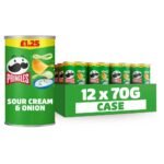 Pringles Sour Cream & Onion Snacking Crisps 12 x 70g x 1PMP £1.25