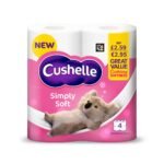 CUSHELLE SIMPLY SOFT TOILET ROLL(170sht) PM2.59  4pk × 6 × 1