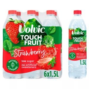 Volvic Touch of Fruit Low Sugar Strawberry Natural Flavoured Water 1.5Ltr × 6 × 1