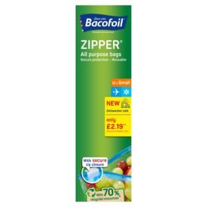 BACOFOIL FOOD ZIPPER BAGS 1L(200x150mm)PMP£2.19 12's x 8