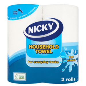 NICKY HOUSEHOLD KITCHEN TOWEL 2ply 120shts 10PK × 2