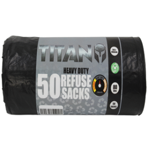 TITAN HEAVY DUTY BIN BAG REFUSE 80L 50's × 8