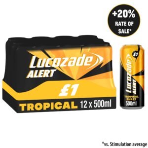 Lucozade Alert Tropical Burst Energy Drink £1 PMP 500ml × 12 × 1