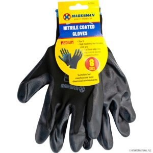 Black Nitrile Coated Gloves  M  Size 8   × 1
