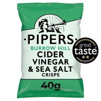 Pipers Burrow Hill Cider Vinegar & Sea Salt Crisps 40g   24 x 40
