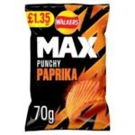 Walkers Max Punchy Paprika Sharing Crisps 70g PMP £1.35 Case of 15 x 70g