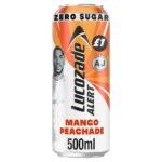 Lucozade Alert Energy Drink Zero Sugar Mango Peachade  £1 500ml × 12 × 1