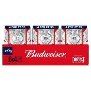 Budweiser Lager Beer Cans 6x4x568ml 568ml × 6 × 1