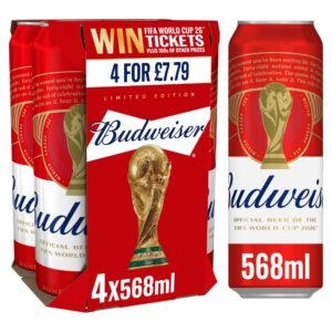 Budweiser Lager Beer Cans 6x4x568ml 568ml × 6 × 1