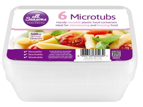 Microwave Disposable Containers 6pk x 500ml x 1