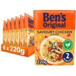 Bens Original Microwave Rice Pouch Savoury Chicken Flavour 220g × 6 × 1