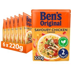 Bens Original Microwave Rice Pouch Savoury Chicken Flavour 220g × 6 × 1