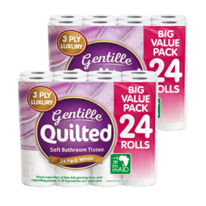 Gentille Quilted 3ply Toilet Rolls 24 Packs X 2 X 1