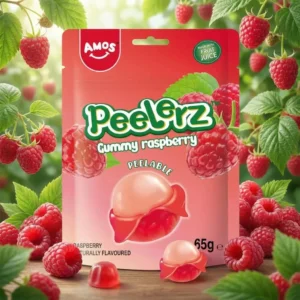 Amos Peelerz Gummy Raspberry Pouch 65g × 12