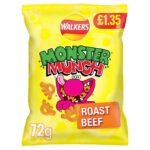 Walkers Monster Munch Roast Beef Crisps 72g PMP £1.35 RRP 72g × 18 × 1