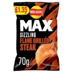 Walkers MAX Flame Grilled Steak Sharing Crisps 70g PMP RRP £1.35 70g × 15 × 1
