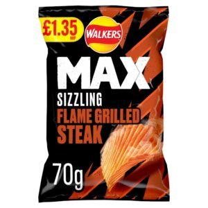 Walkers MAX Flame Grilled Steak Sharing Crisps 70g PMP RRP £1.35 70g × 15 × 1