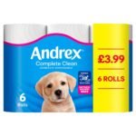 Andrex Complete Clean Toilet Tissue 6 Rolls £3.99 PMP 6Roll × 4 × 1