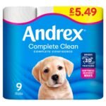 Andrex Complete clean Toilet Tissue 9 Roll £5.49 PMP 9Roll × 4 × 1