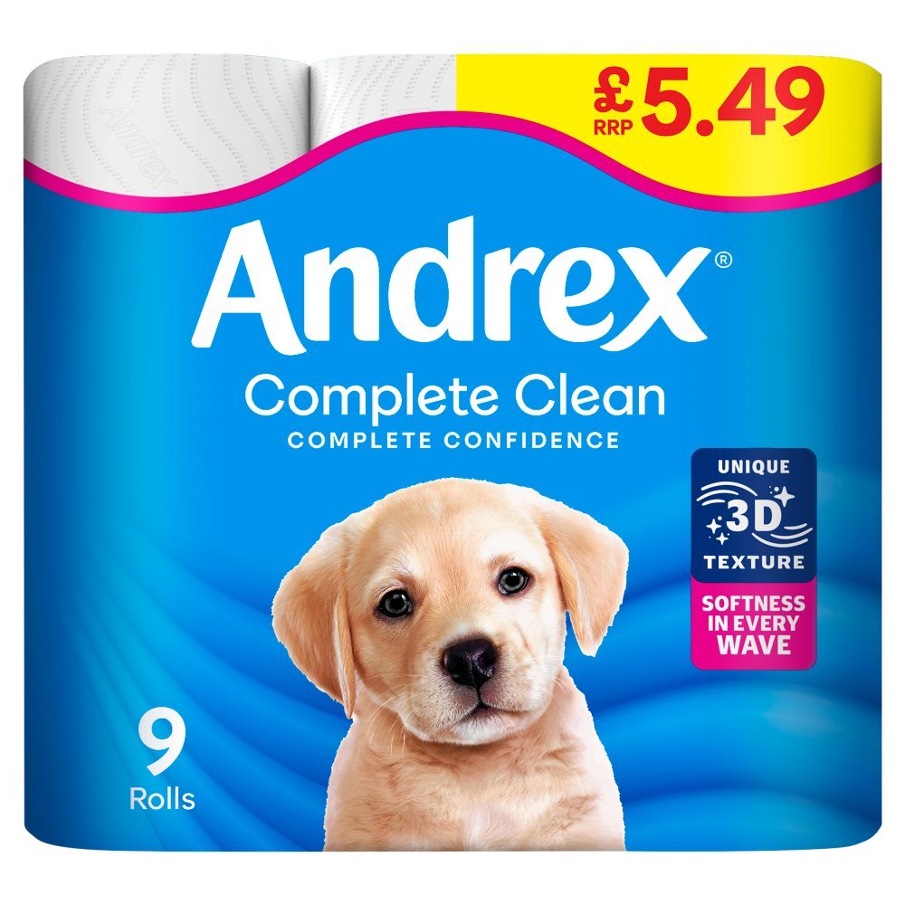 5029053581279 Andrex Complete clean Toilet Tissue 9 Roll £5.49 PMP 9Roll × 4 × 1 - Image 1