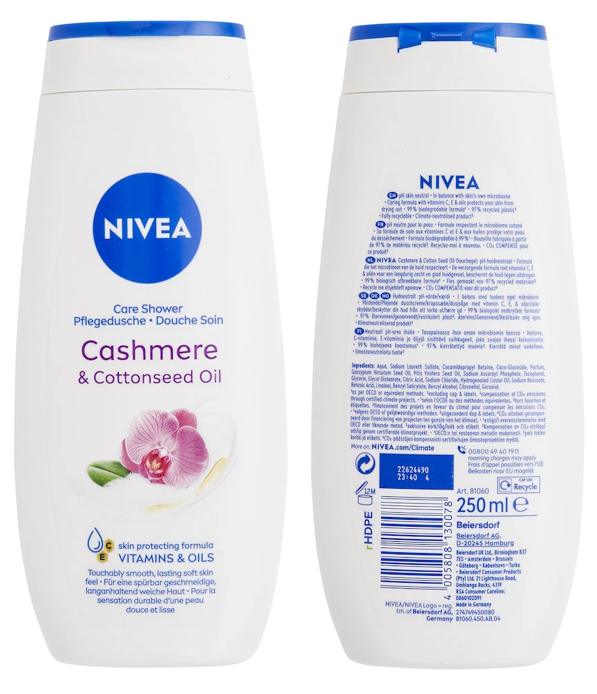 s-l1600 (20) NIVEA SHOWER CREAM CASHMERE & COTTON SEED 6 x 250ML - Image 1