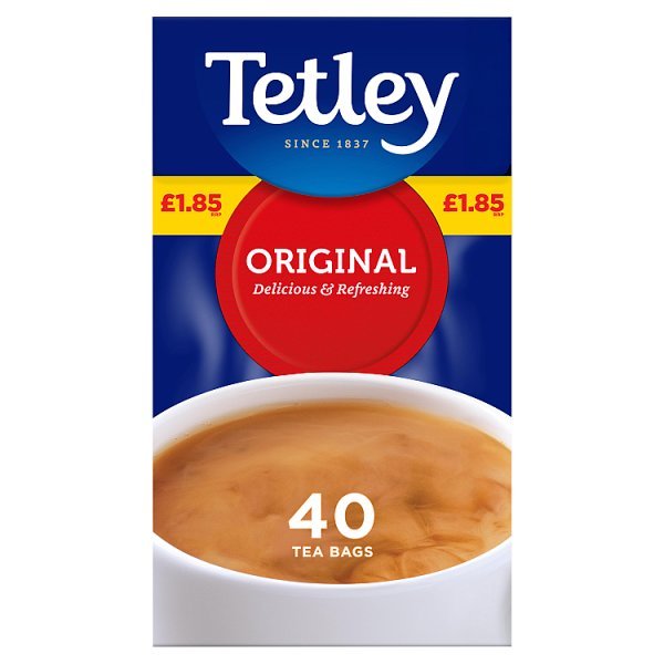 0719289f-5fb9-466c-ae1a-bd7102af48ba Tetley 40 Decaf Tea Bags 125g PMP £1.85 40s × 6 × 1 - Image 1
