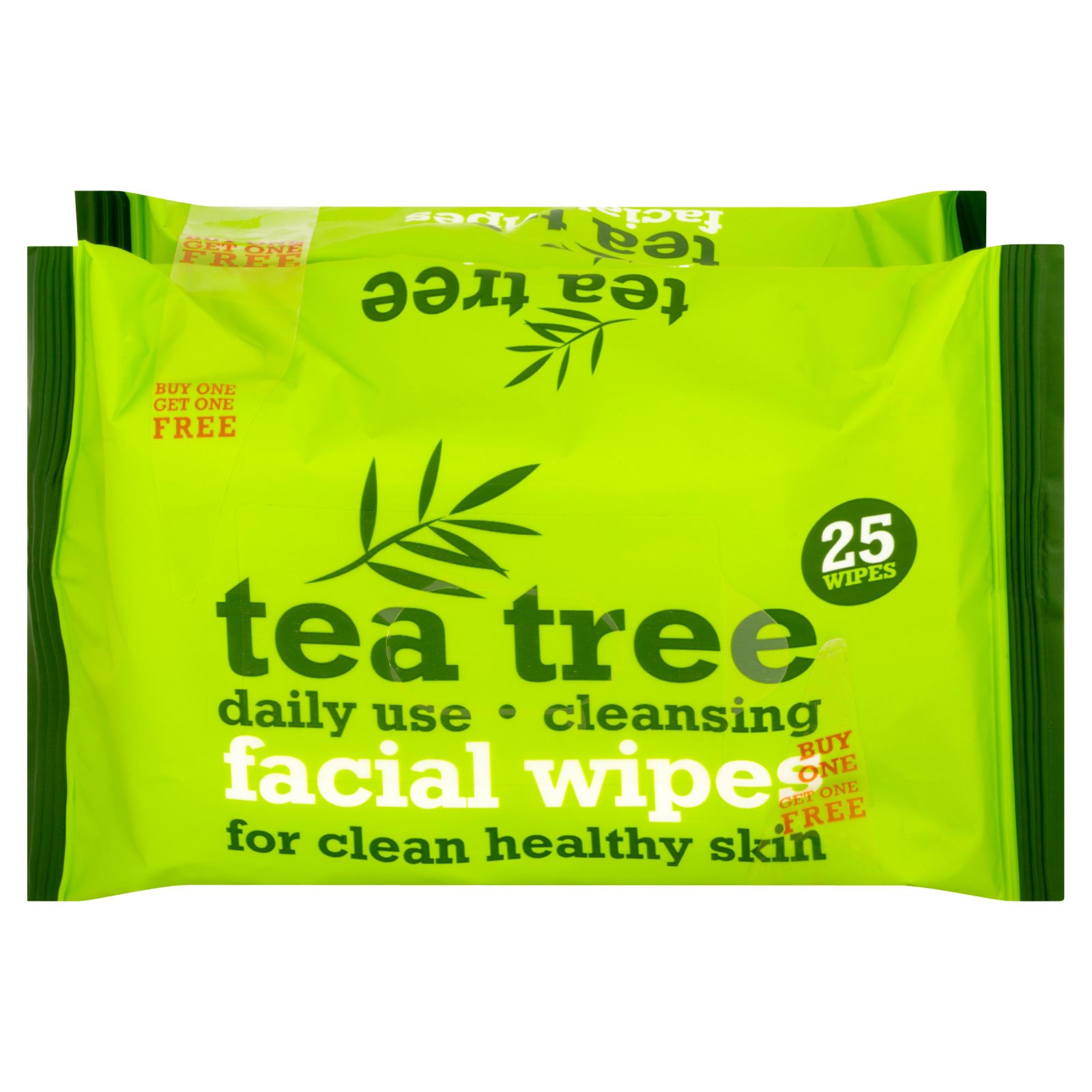 489767 Tea Tree Face Wipes 25 s X 2 X 12 - Image 1
