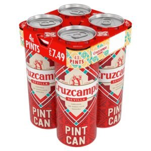 Cruzcampo Sevilla Lager Beer 4.4% ABV Pint Cans 568ml × 6 × 1