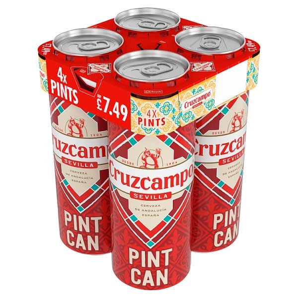 cd18101b-d7c5-41c5-9630-653f1c822a11 Cruzcampo Sevilla Lager Beer 4.4% ABV Pint Cans 568ml × 6 × 1 - Image 1